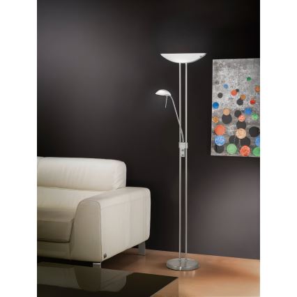 EGLO - Dæmpbar gulvlampe BAYA 1xR7s/230W+1xG9/33W mat krom