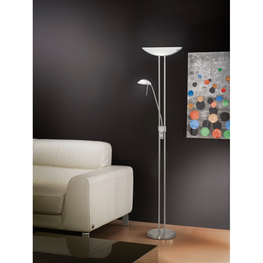 EGLO - Dæmpbar gulvlampe BAYA 1xR7s/230W+1xG9/33W mat krom