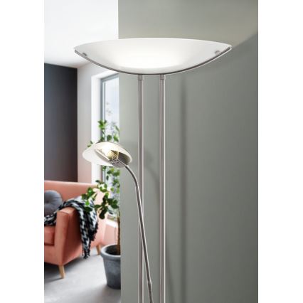 EGLO - Dæmpbar gulvlampe BAYA 1xR7s/230W+1xG9/33W mat krom