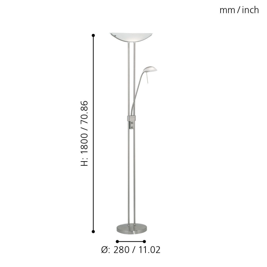 EGLO - Dæmpbar gulvlampe BAYA 1xR7s/230W+1xG9/33W mat krom