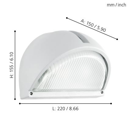 Eglo - Udendørs væglys 1xE27/60W hvid IP44