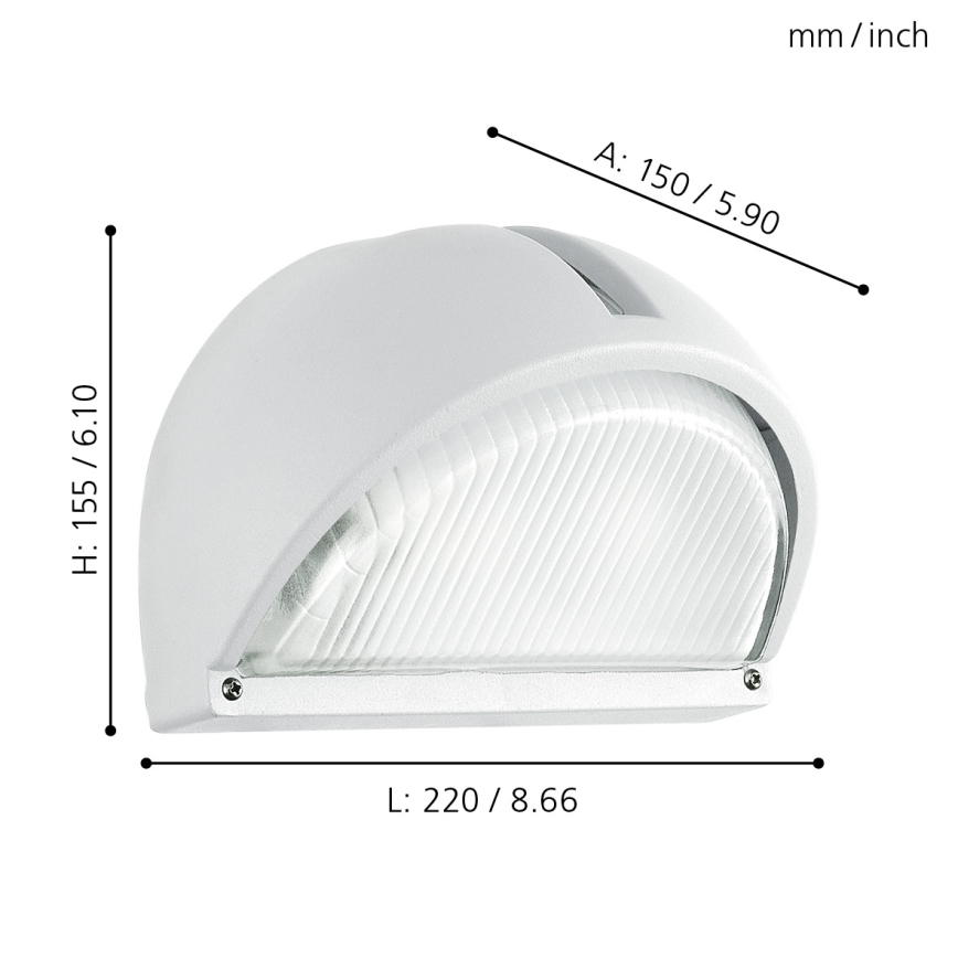 Eglo - Udendørs væglys 1xE27/60W hvid IP44