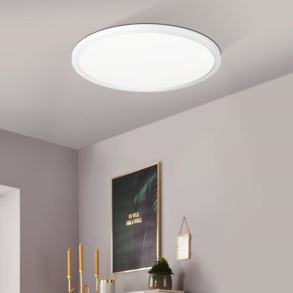 Eglo 900086 - LED loftlampe m. RGBW-farver dæmpbar ROVITO-Z LED/14,6W/230V 2700-6500K diameter 29,5 cm hvid