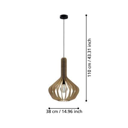 Eglo - Pendel 1xE27/40W/230V diameter 38 cm beige