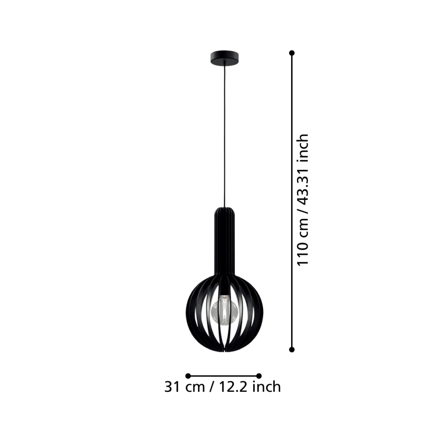 Eglo - Pendel 1xE27/40W/230V diameter 31 cm sort