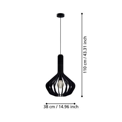 Eglo - Pendel 1xE27/40W/230V diameter 38 cm sort