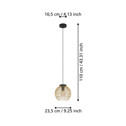 Eglo - Loftlampe på ledning 1xE27/40W/230V