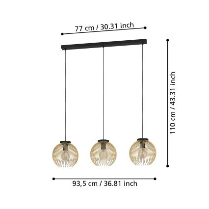 Eglo - Loftlampe med ledning 3xE27/40W/230V