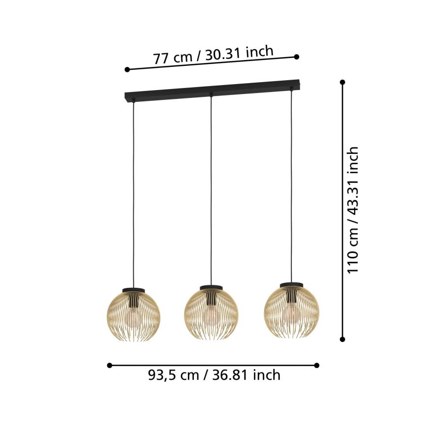 Eglo - Loftlampe med ledning 3xE27/40W/230V