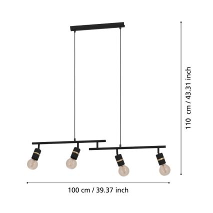 Eglo - Loftlampe med ledning 4xE27/10W/230V