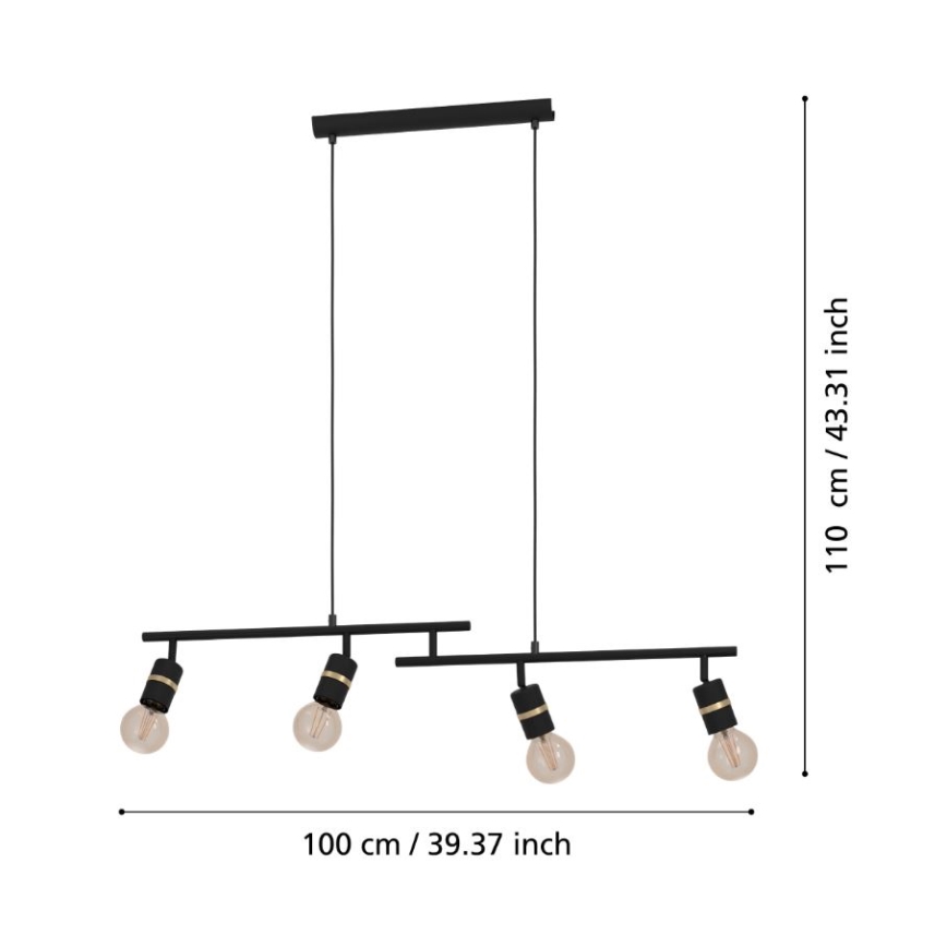 Eglo - Loftlampe med ledning 4xE27/10W/230V