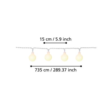 Eglo - Udendørs LED lyskæde 50xLED/0,066W/4,5V IP44