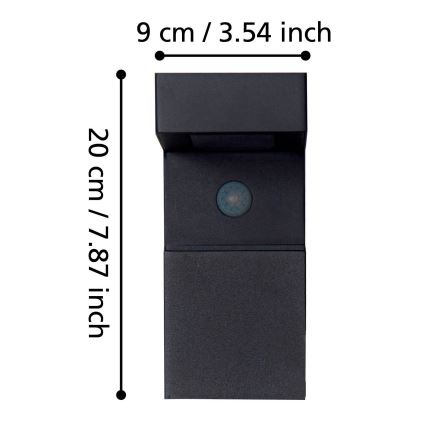 Eglo - Udendørs LED solcellelampe med sensor 18xLED/0,2W/3,7V 2200 mAh IP44