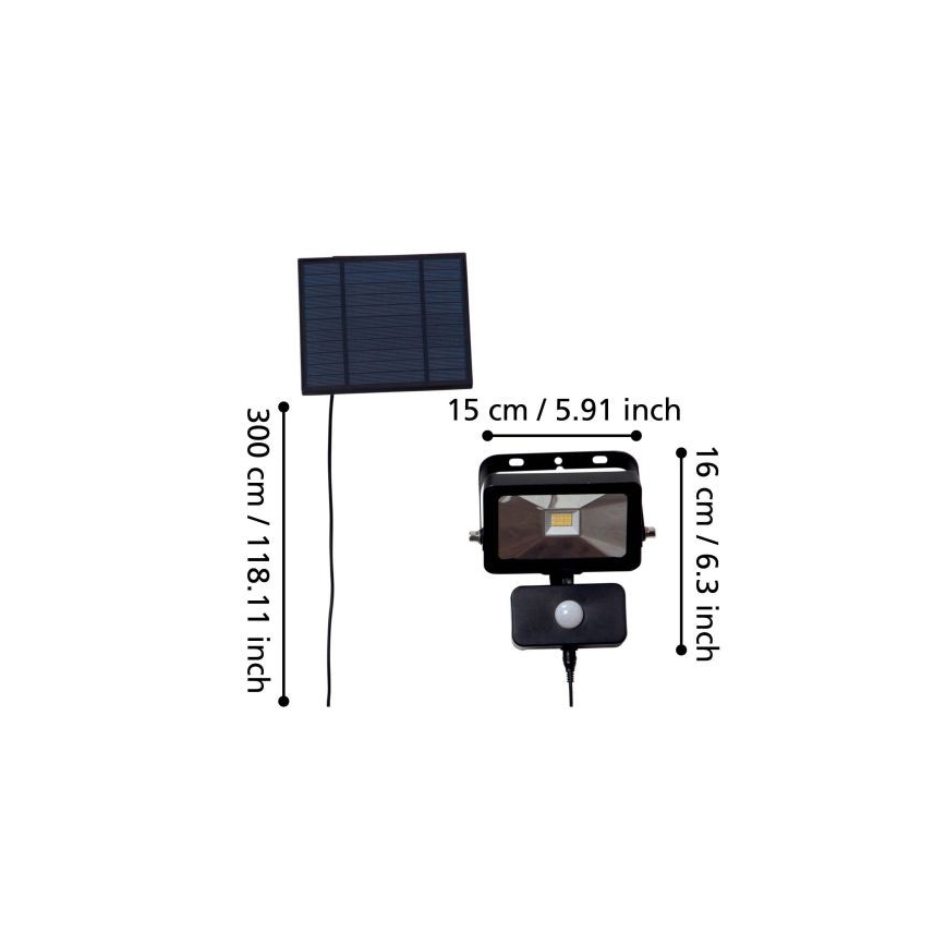 Eglo - Soldrevet LED projektør med sensor 15xLED/0,03W/3,7V 2600 mAh IP44