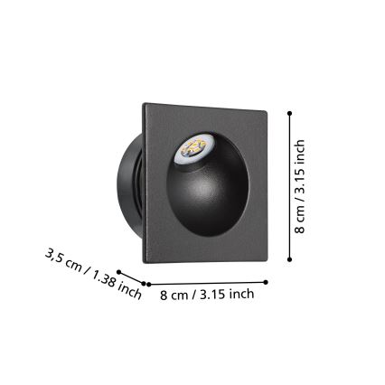Eglo - LED trappelampe LED/2W/230V 3000K sort