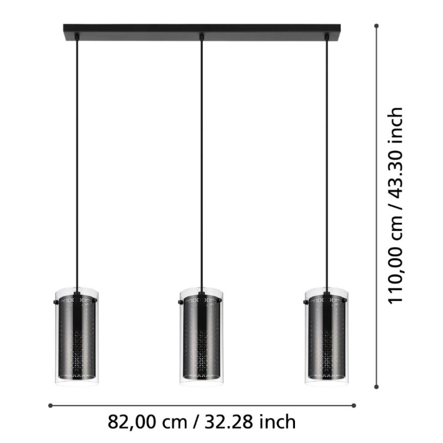 Eglo - Loftlampe med ledning 3xE27/10W/230V