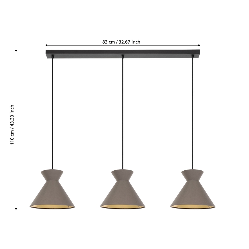Eglo - Loftlampe med ledning 3xE27/40W/230V