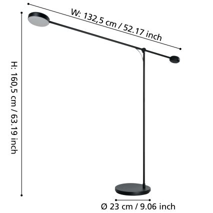 Eglo - LED Dæmpbar touch-funktion gulvlampe LED/24W/230V