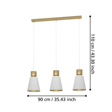 Eglo - Loftlampe med ledning 3xE27/40W/230V
