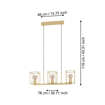 Eglo - Loftlampe med ledning 3xE27/40W/230V