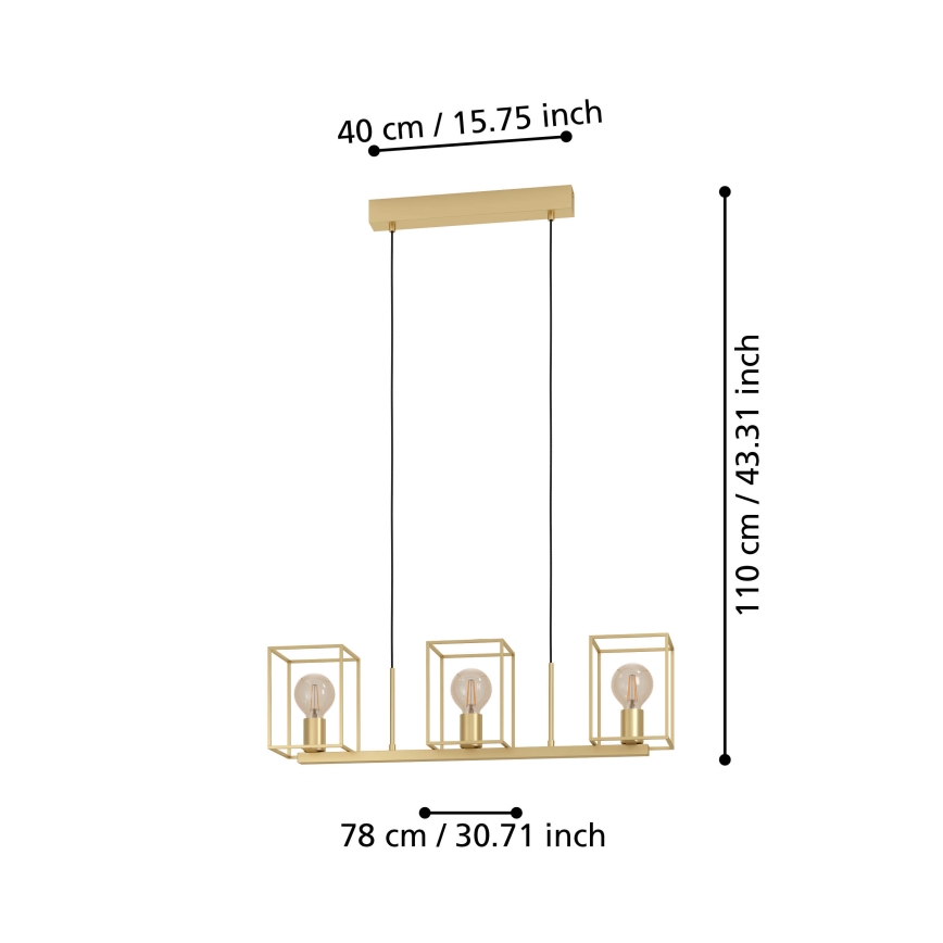 Eglo - Loftlampe med ledning 3xE27/40W/230V