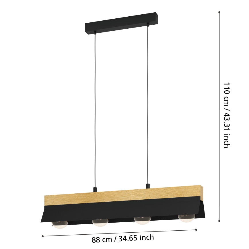 Eglo - Loftlampe med ledning 4xE27/40W/230V