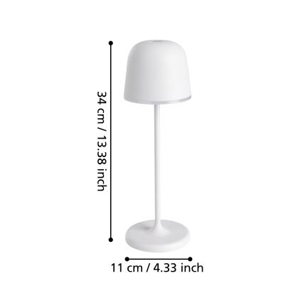 Eglo - Genopladelig LED udendørslampe dæmpbar LED/2,2W/5V 1800 mAh grå IP54