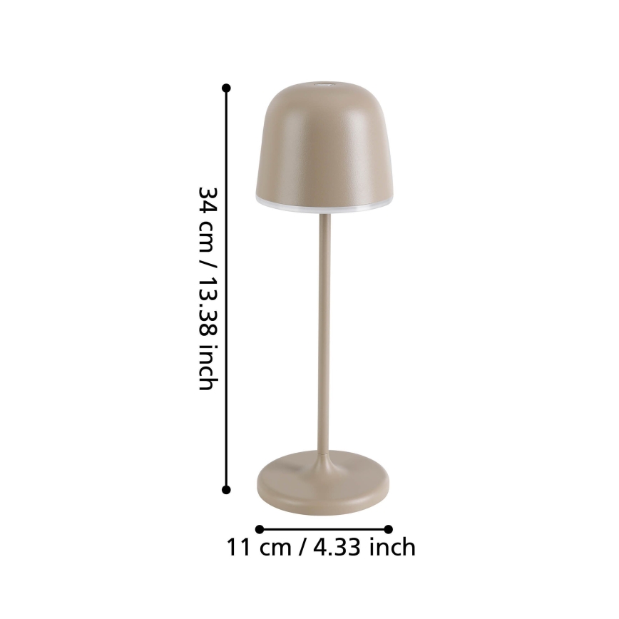 Eglo - Udendørs LED lampe dæmpbar og genopladelig LED/2,2W/5V 1800 mAh beige IP54