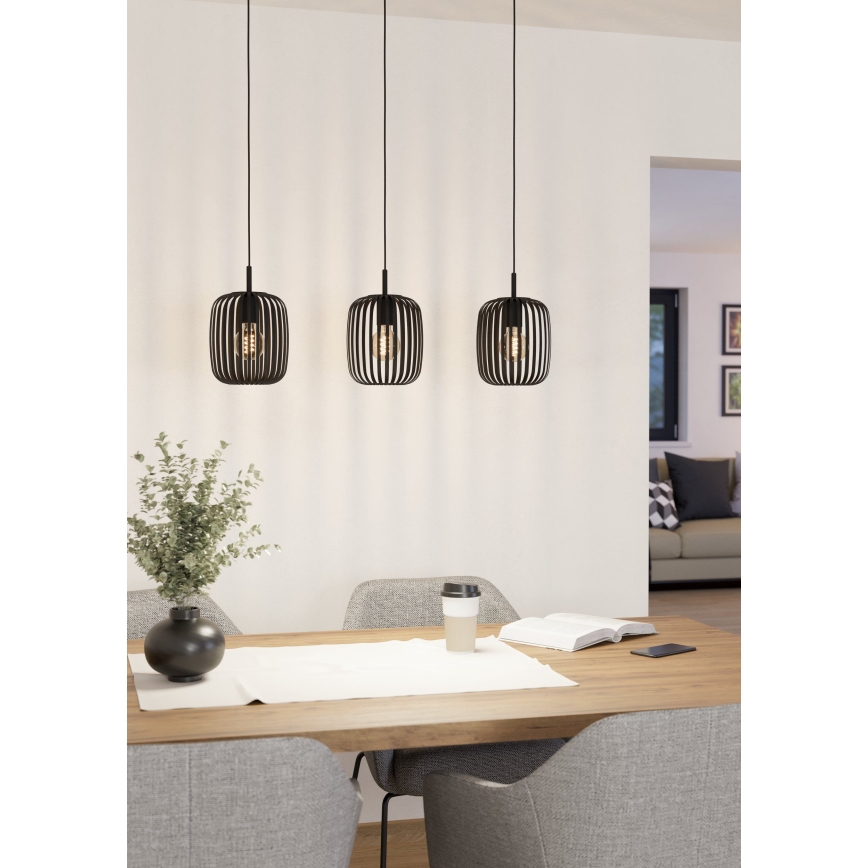 Eglo - Loftlampe med ledning 3xE27/40W/230V sort