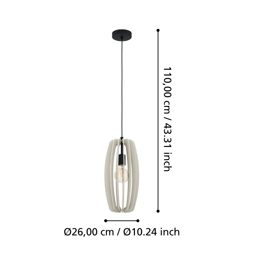Eglo - Pendel 1xE27/40W/230V cremefarvet