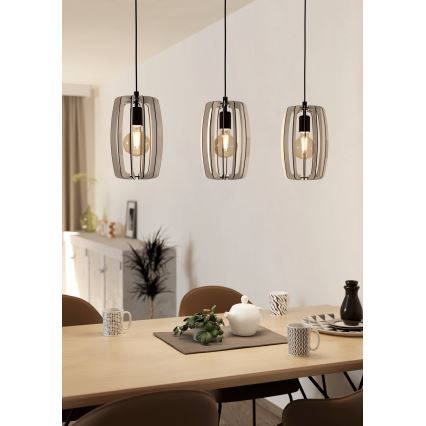 Eglo - Loftlampe på ledning 3xE27/40W/230V cremefarvet