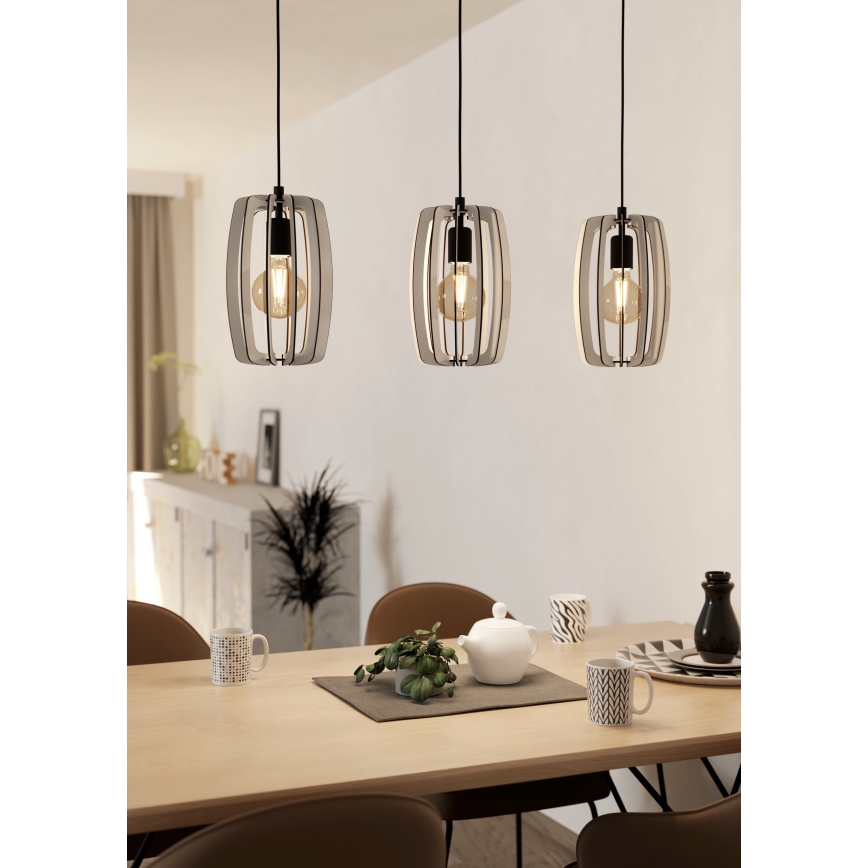 Eglo - Loftlampe på ledning 3xE27/40W/230V cremefarvet