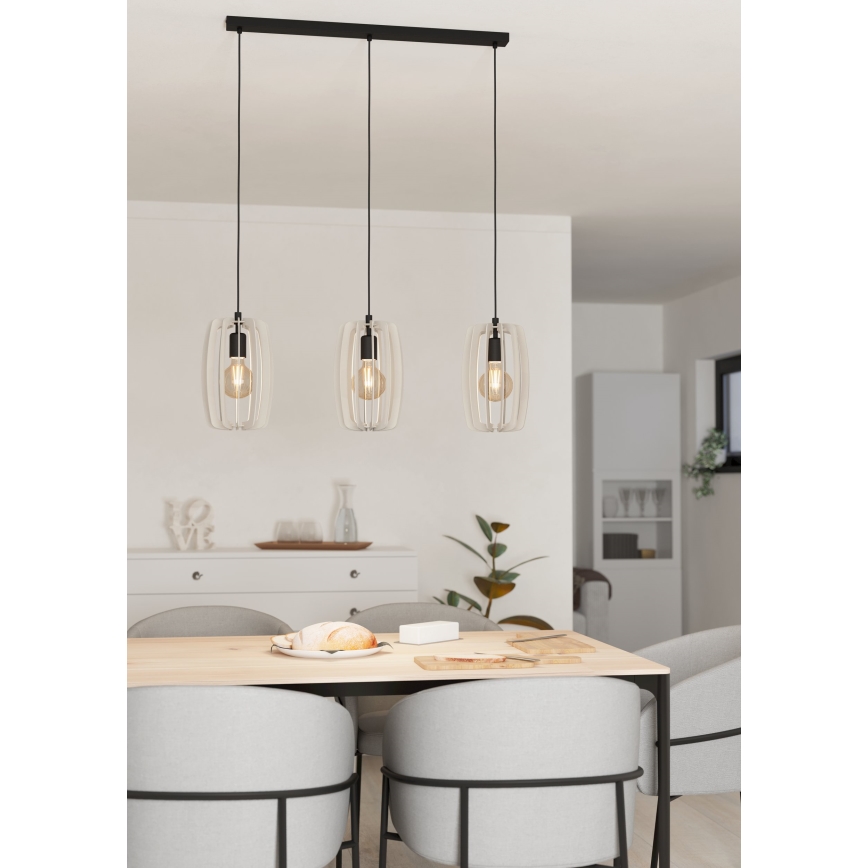 Eglo - Loftlampe på ledning 3xE27/40W/230V cremefarvet