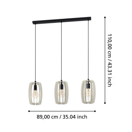 Eglo - Loftlampe på ledning 3xE27/40W/230V cremefarvet