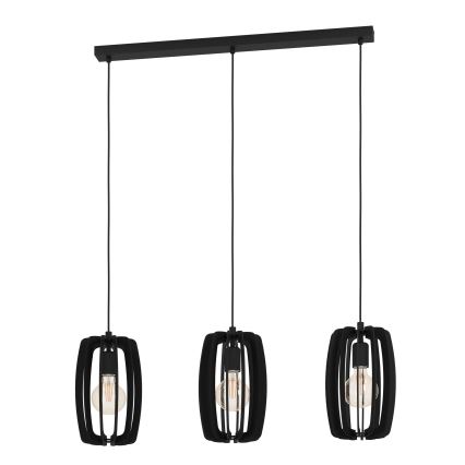 Eglo - Loftlampe med ledning 3xE27/40W/230V sort