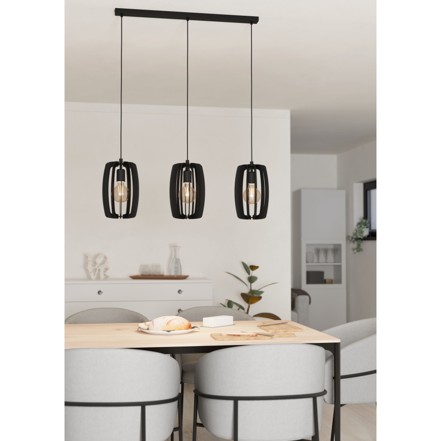 Eglo - Loftlampe med ledning 3xE27/40W/230V sort
