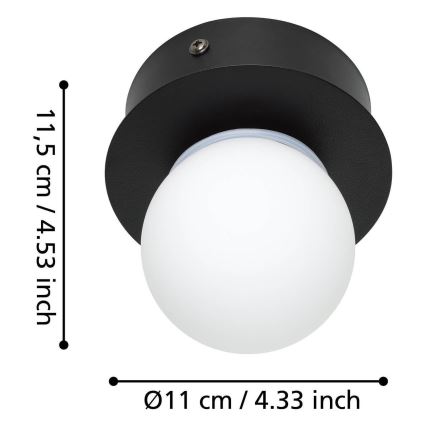 Eglo - LED loftlampe til badeværelse LED/3,3W/230V IP44 sort