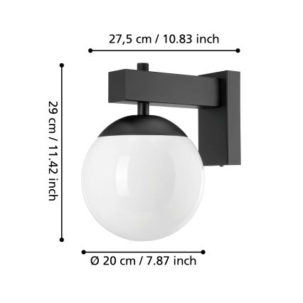 Eglo - Udendørs væglampe 1xE27/40W/230V sort IP44