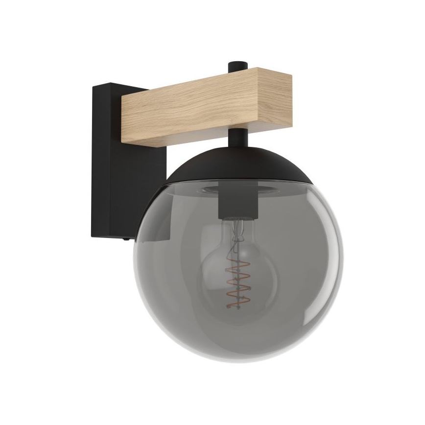 Eglo - Udendørs væglampe 1xE27/40W/230V sort/træ IP44