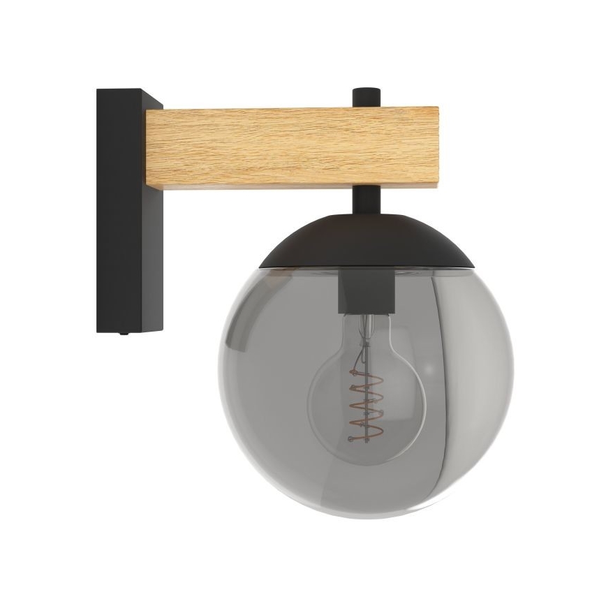 Eglo - Udendørs væglampe 1xE27/40W/230V sort/træ IP44