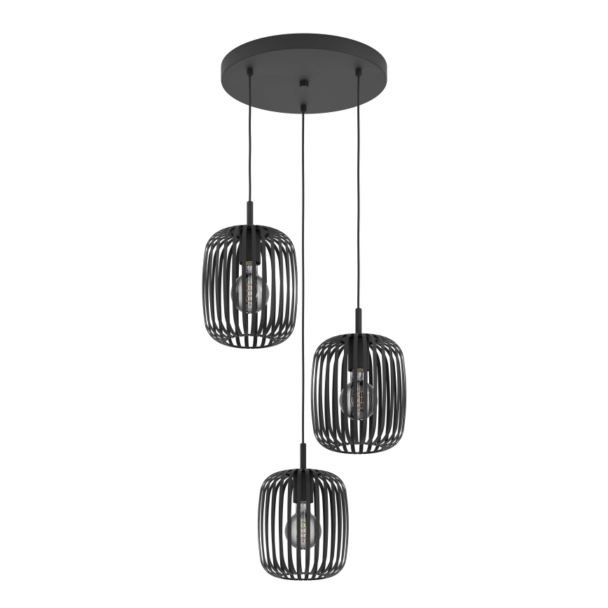 Eglo - Pendel 3xE27/40W/230V sort