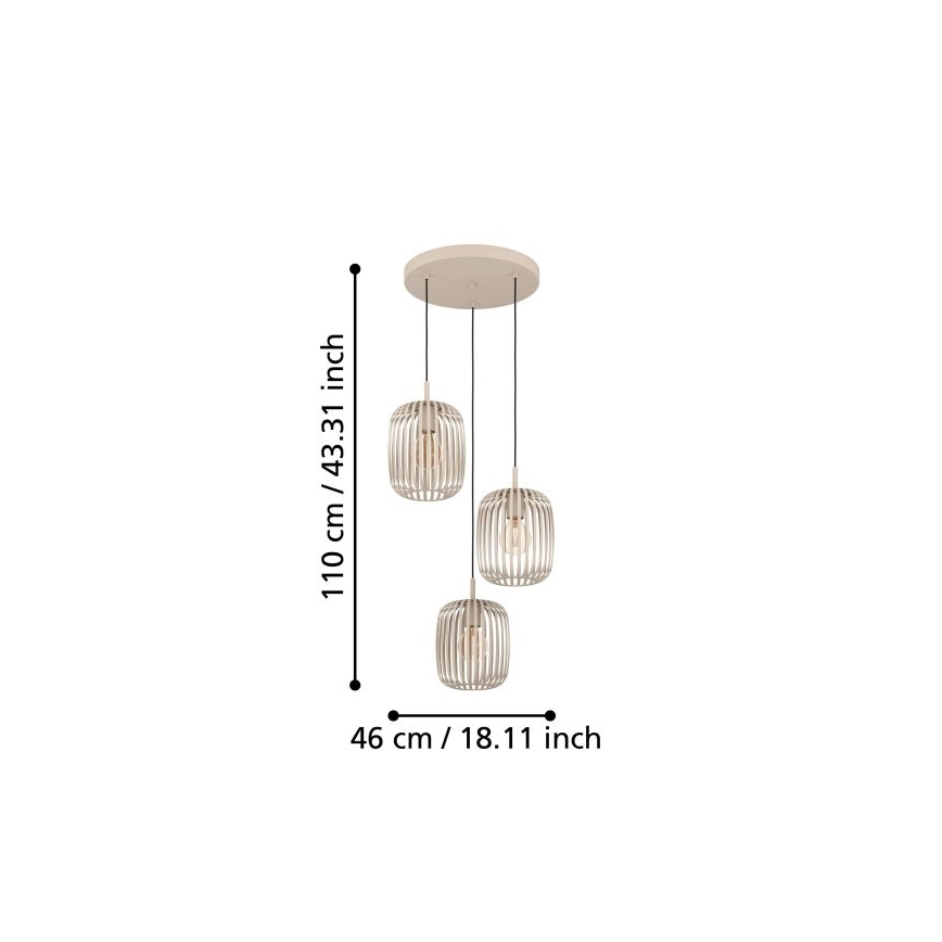Eglo - Pendel 3xE27/40W/230V beige