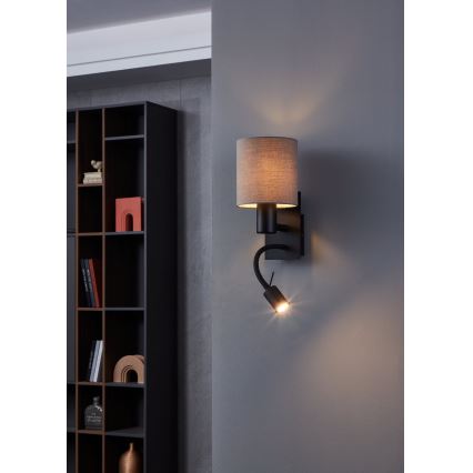 Eglo - LED væglampe 1xE27/40W/230V + LED/3,8W brun