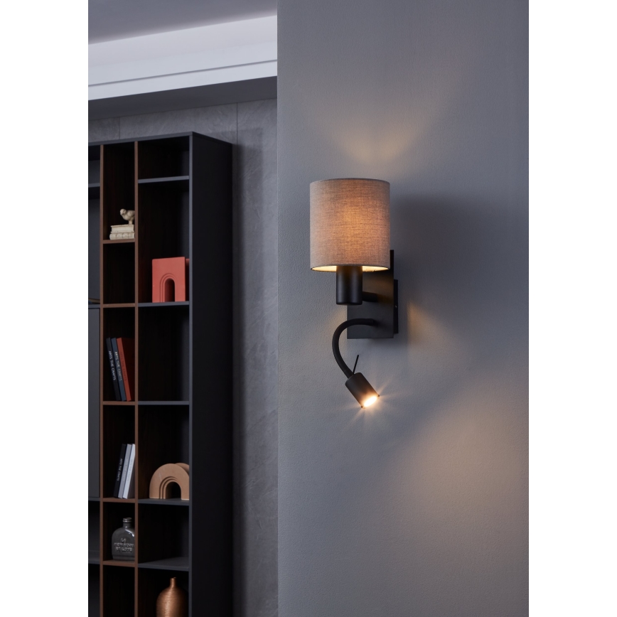 Eglo - LED væglampe 1xE27/40W/230V + LED/3,8W brun