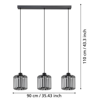 Eglo - LED pendel m. RGBW-farver dæmpbar 3xLED/3,7W/230V 2700-6500K