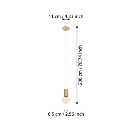 Eglo - Pendel 1xE27/40W/230V guldfarvet