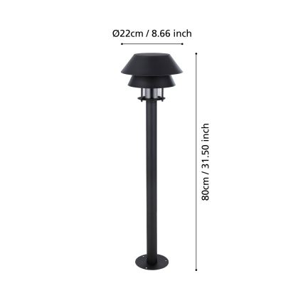 Eglo - Udendørslampe 1xE27/40W/230V 80 cm IP65