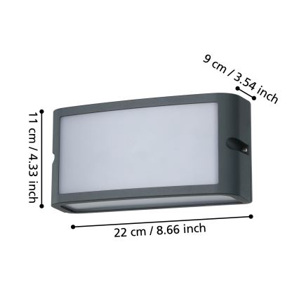 Eglo - Udendørs LED væglampe LED/10,5W/230V antracit IP54