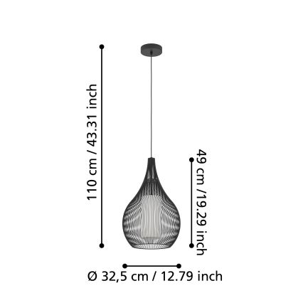 Eglo - Pendel 1xE27/40W/230V sort