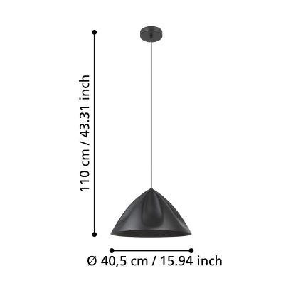 Eglo - Pendel 1xE27/40W/230V sort